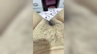 Sexy mommy massages her biggest unshaved snatch