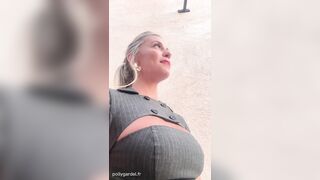 Shown for dessert, Polly Gardel, porn actress gets banged outside and drinks cum
