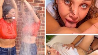 Moist and Fastened. Kiki Daniels and Latin babe in Outdoor Suspension Slavery Ending with a Steamy Lesbo Tub Make Out