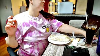 Nicole's Stuffed Abdomen Tease After Large Burrito Stuffing Session