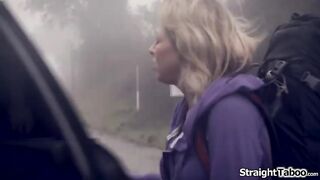 Zoey Monroe got picked up by 2 boys and they take her to their home.Those boyz have vagina on their minds and this babe sees no other option then to screw