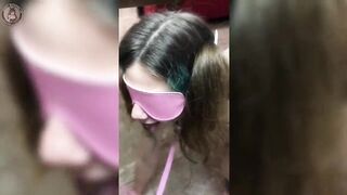 Blindfolded Pet Cutie Gets Shower with Collar and Leash
