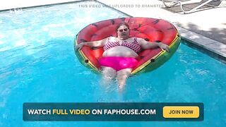 Short Clip of big beautiful woman Nurse Vicki Floating on Her Giant Watermelon