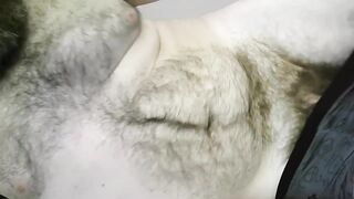 Amatuer shaggy Needy Bear Rubs rod to CUM on self
