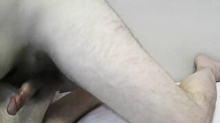 Amatuer shaggy Needy Bear Rubs rod to CUM on self