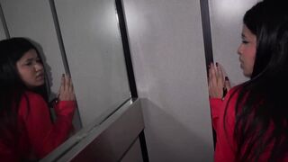 Stuck Elevator with Breasty Bellattrix - Banged & Facial spunk flow