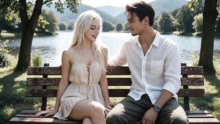 Youthful virgin stepsister with blue eyes being banged in the lake by her stepbrother's large rod (AI generated movie)