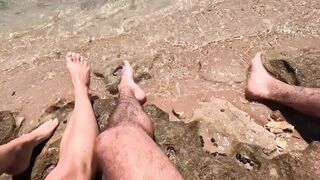 Tugjob from a sexy STRANGER at the beach
