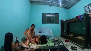 Eating my wife's most good ally's booty bareback and banging her snatch