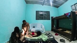Eating my wife's most good ally's booty bareback and banging her snatch