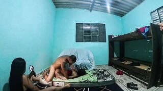 Eating my wife's most good ally's booty bareback and banging her snatch
