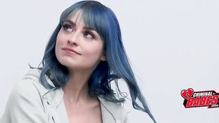 Blue haired shoplifter screws store security hard on the backroom desk