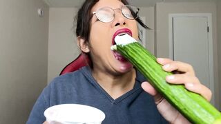 ASMR Massive Cucumber with Yogurt: The Most excellent Way to Eat It ? ?NSFW