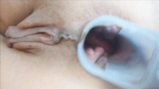 Anal speculum and twat play soaked orgasms close up
