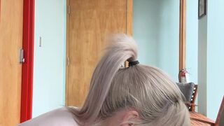Office whore sucks bosses weenie