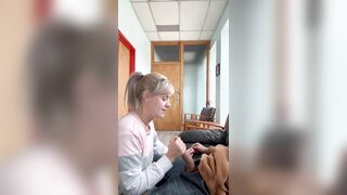 Office whore sucks bosses weenie