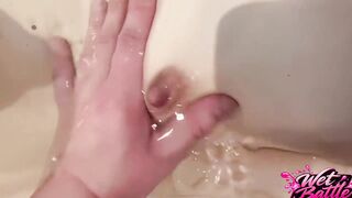 SOAKED BATTLE: Real virgin cute VS. Super nano sex doll in shower