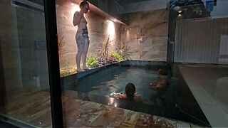 After a swim in the pool, the friendship story ends in sex: betraying a ally's trust by with her spouse.