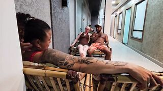 After a swim in the pool, the friendship story ends in sex: betraying a ally's trust by with her spouse.