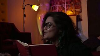 Fat nerd angel playing RPG with her ally.