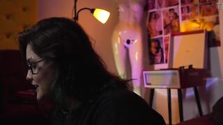 Fat nerd angel playing RPG with her ally.