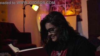 Fat nerd angel playing RPG with her ally.