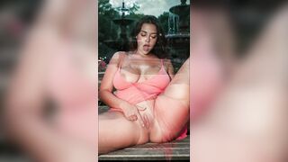 Charming, very sexy woman masturbates on movie scene cuz her date didn't show up and this babe was burning with longing, craving for his large weenie