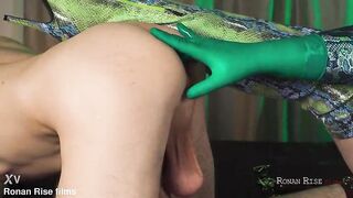 Obese-Assed big beautiful woman Domina Gags & Cuffs Slim Stud Then Finger-Screws His Butt Whilst Milking His Massive Penis Dry - FULL