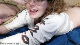 Casual void urine and cum in throat - that guy didn't feel like getting off the bed to pee