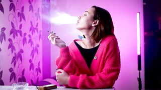 Playful Russian Angel Smokin' Cigarette Outdoor Tease