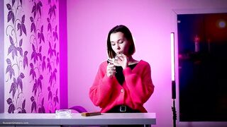 Playful Russian Angel Smokin' Cigarette Outdoor Tease