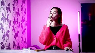 Playful Russian Angel Smokin' Cigarette Outdoor Tease