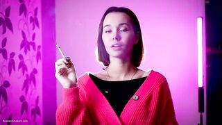 Playful Russian Angel Smokin' Cigarette Outdoor Tease