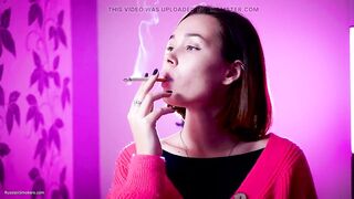 Playful Russian Angel Smokin' Cigarette Outdoor Tease