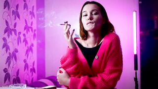 Playful Russian Angel Smokin' Cigarette Outdoor Tease