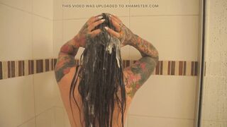 Glamorous Melons Latin chick Masturbates in the Shower Thinking About Her Stepdad