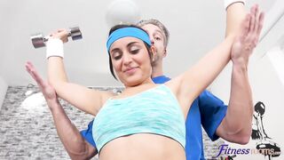 LARGE BAZOOKAS AFGHAN poked to HER LIMITATION in gym - FULL SCENE - Fitness Rooms