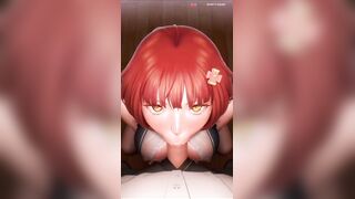 Lewd redhead sucks penis and gets cum in her throat