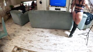 Glossy Downjacket Fetish Try-On. Furry Hoods, Deepthroat, Masturbation and Cum Finish