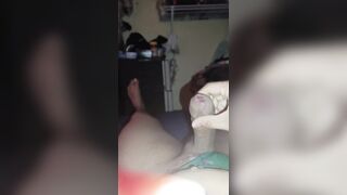 Shemale empties her balls