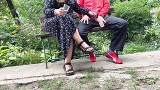 A aged stepmom talked me into cumming into a glass outdoors