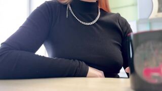 Gave a oral sex out of a cock rubber for a salad - Hungry whore worked off lunch with her throat