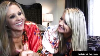 Busty Blonde Milfs Julia Ann & Vicky Vette Cum while Eating!