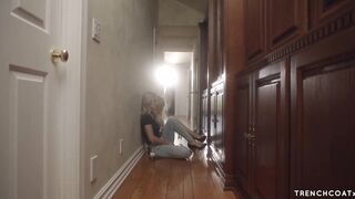 Aroused blonde lesbians are passionately making love in the late afternoon and moaning while cumming