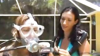 Lesbian scuba fuck in pool part 1
