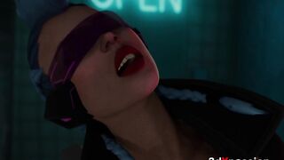 Neon Rave Wench Bonny – Oral pleasure in washroom, unfathomable raw screw & immodest ejaculation