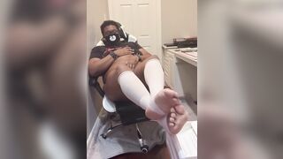 Wanking my penis and cumming during the time that showing off my thick hips and feet - Massive Spunk fountain Solo