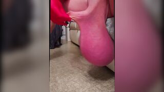 Large Balls Christmas Swing Times Real Shemale hentai Red Satin Gloves Real Balls Saline Futa Xmas Dad Teasing Ballstretching