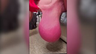 Large Balls Christmas Swing Times Real Shemale hentai Red Satin Gloves Real Balls Saline Futa Xmas Dad Teasing Ballstretching