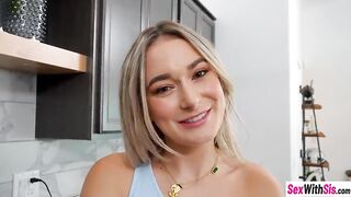 Hot stepsister drank large rod and sexy teen pounded her ass on that hard knob